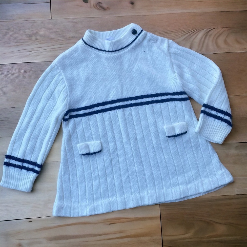 Vintage White Sweater Dress - Size 18 Months